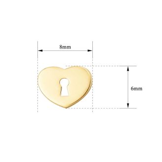 Heart Padlock Stud Earrings In 14 Karat Yellow Gold