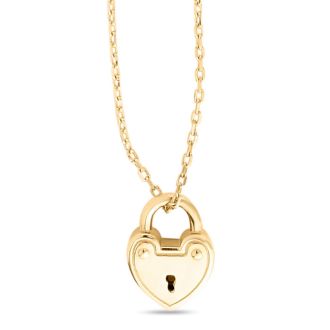 Heart Padlock Necklace In 14 Karat Yellow Gold, 18 Inches