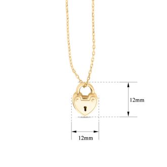 Heart Padlock Necklace In 14 Karat Yellow Gold, 18 Inches