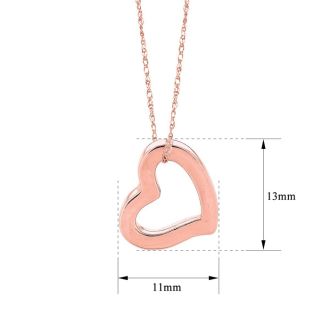 Floating Heart Necklace In 14 Karat Rose Gold, 18 Inches