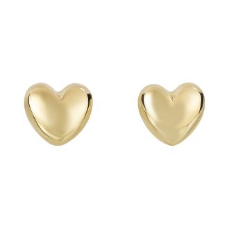 Heart Stud Earrings In 14 Karat Yellow Gold