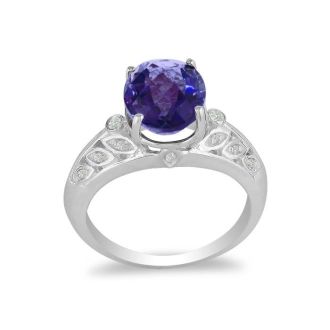 1 3/4 Carat Oval Shape Amethyst and Diamond Ring in 14 Karat White Gold