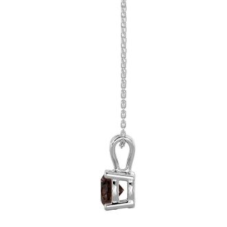 1/10 Carat Chocolate Bar Brown Champagne Diamond Solitaire Necklace In Sterling Silver, 18 Inches