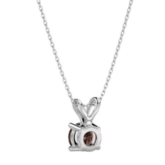 1/10 Carat Chocolate Bar Brown Champagne Diamond Solitaire Necklace In Sterling Silver, 18 Inches