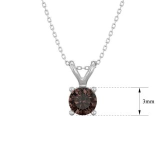 1/10 Carat Chocolate Bar Brown Champagne Diamond Solitaire Necklace In Sterling Silver, 18 Inches