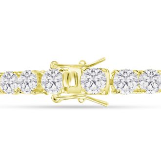 18 Carat Lab Grown Diamond Tennis Bracelet In 14 Karat Yellow Gold, 7 1/4 Inches