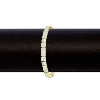 18 Carat Lab Grown Diamond Tennis Bracelet In 14 Karat Yellow Gold, 7 1/4 Inches