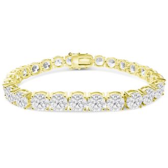 32 Carat Lab Grown Diamond Tennis Bracelet In 14 Karat Yellow Gold, 7 1/4 Inches