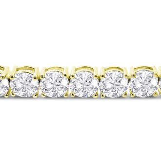 32 Carat Lab Grown Diamond Tennis Bracelet In 14 Karat Yellow Gold, 7 1/4 Inches