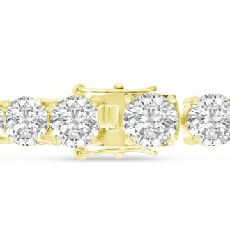 32 Carat Lab Grown Diamond Tennis Bracelet In 14 Karat Yellow Gold, 7 1/4 Inches