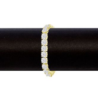 32 Carat Lab Grown Diamond Tennis Bracelet In 14 Karat Yellow Gold, 7 1/4 Inches