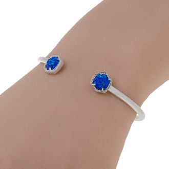 KENDRA SCOTT -  Davie Rhodium Plated and Royal blue Kyocera Cuff Bracelet