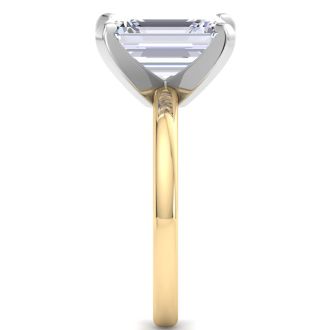 7 Carat Emerald Cut Lab Grown Diamond Ring In 14K Yellow Gold, Solitaire