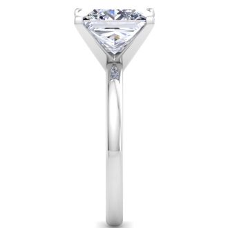 7 Carat Princess Cut Lab Grown Diamond Ring In 14K White Gold, Solitaire