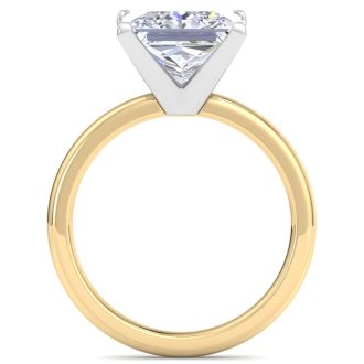 7 Carat Princess Cut Lab Grown Diamond Ring In 14K Yellow Gold, Solitaire