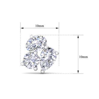 1 1/2 Carat Lab Grown Diamond Cluster Stud Earrings In 14 Karat White Gold