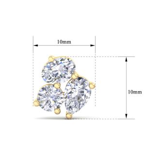 1 1/2 Carat Lab Grown Diamond Cluster Stud Earrings In 14 Karat Yellow Gold