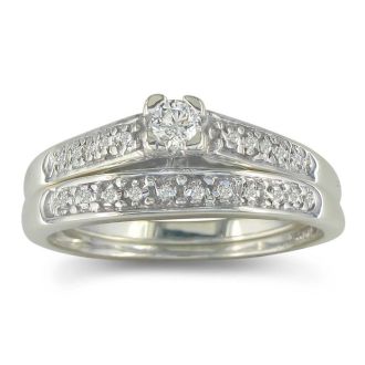 1/4ct Diamond Bridal Set in Sterling Silver. Classic and Affordable.