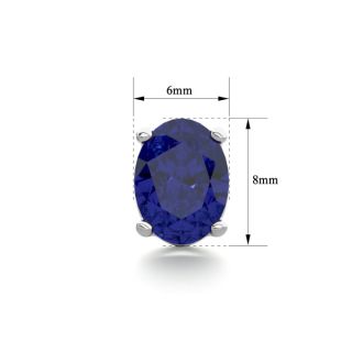 3 Carat Oval Shape Sapphire Stud Earrings In Sterling Silver