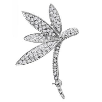 Previously Owned 14K White Gold 1CTW Diamond Dragonfly Brooch/Pendant