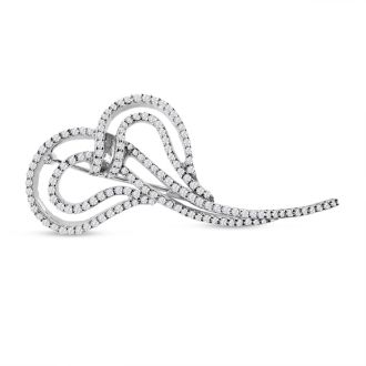 Previously Owned 18K White Gold 1CTW Diamond Swirl Brooch