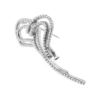 Previously Owned 18K White Gold 1CTW Diamond Swirl Brooch