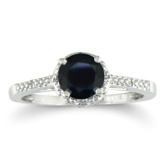 Black Diamond Rings: 1ct White and Black Diamond Engagement Ring in 10k White Gold