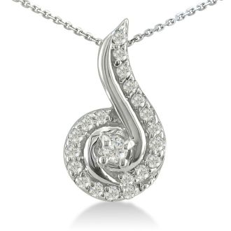 1/4ct Swirling Diamond Pendant in 10k White Gold