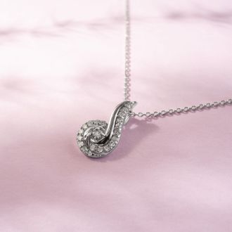 1/4ct Swirling Diamond Pendant in 10k White Gold