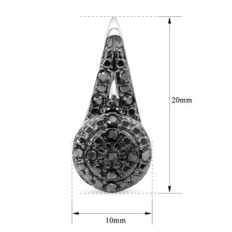 Nearly 1/2 Carat Black Diamond Double Halo Leverback Hoop Earrings, 3/4 Inch