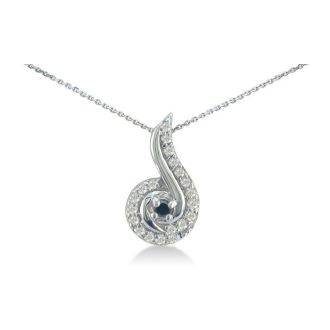 1/4ct Swirling White and Black Diamond Pendant in 10k White Gold