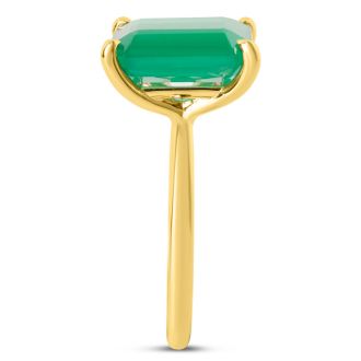 Estate Jewelry 3 Carat 11x9mm Emerald Cut Emerald Ring In 14K Yellow Gold, Size 6.5