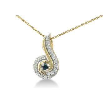 1/4ct Swirling White and Black Diamond Pendant in 10k Yellow Gold