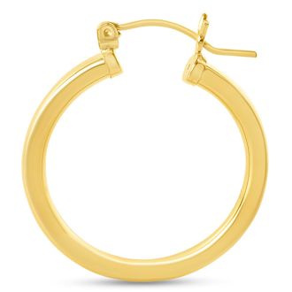 Yellow Gold Classic Hoop Earrings, 28MM