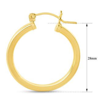 Yellow Gold Classic Hoop Earrings, 28MM