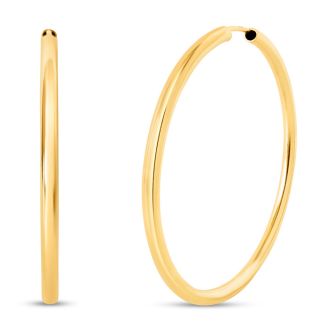 Yellow Gold Endless Hoop Earrings, 41MM