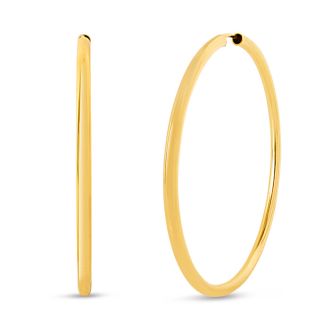 Yellow Gold Endless Hoop Earrings, 50MM