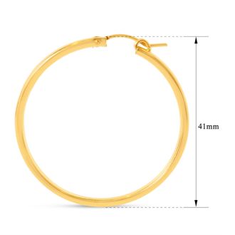 Yellow Gold Classic Hoop Earrings, 41MM