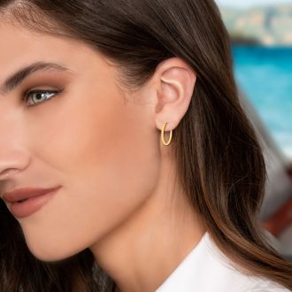 14 Karat Yellow Gold Square Tube Hoop Earrings, 20MM