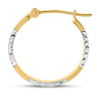 14 Karat Yellow Gold Diamond Cut Hoop Earrings, 20MM
