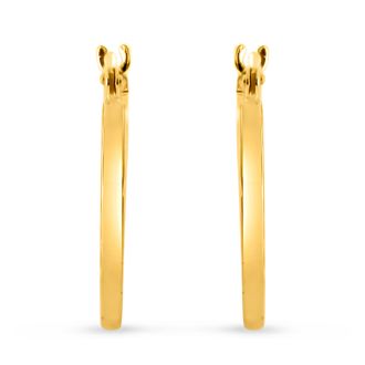 14 Karat Yellow Gold Textured Hoop Earrings, 16MM