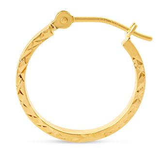 14 Karat Yellow Gold Textured Hoop Earrings, 16MM