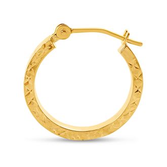 14 Karat Yellow Gold Textured Hoop Earrings, 16MM