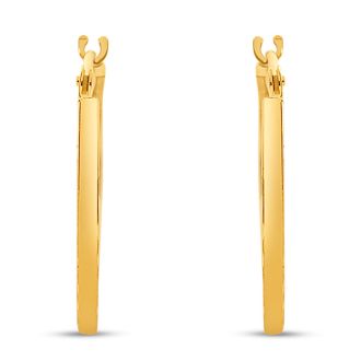 14 Karat Yellow Gold Satin Hoop Earrings, 20MM
