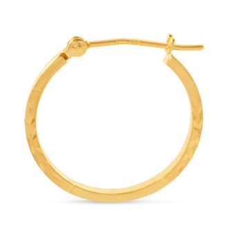 14 Karat Yellow Gold Satin Hoop Earrings, 20MM