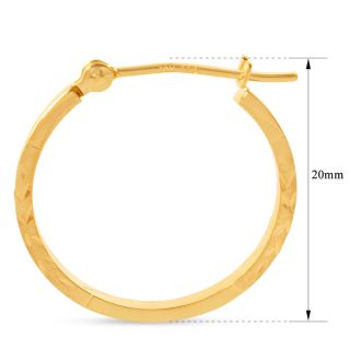 14 Karat Yellow Gold Satin Hoop Earrings, 20MM