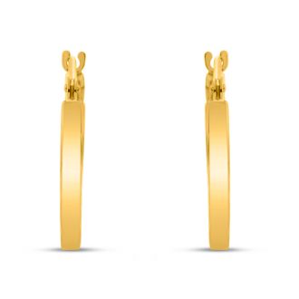 14 Karat Yellow Gold Satin Hoop Earrings, 16MM