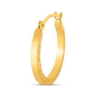 14 Karat Yellow Gold Satin Hoop Earrings, 16MM