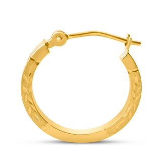 14 Karat Yellow Gold Satin Hoop Earrings, 16MM