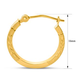 14 Karat Yellow Gold Satin Hoop Earrings, 16MM